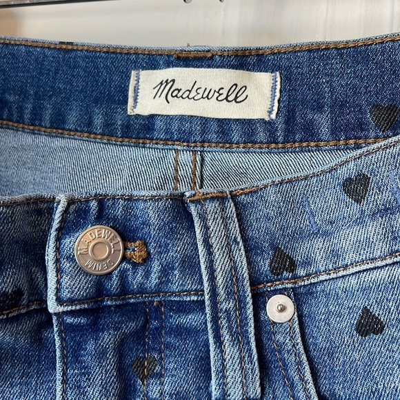 Madewell Stretch Denim Straight Jean Skirt with Hearts - Picture 2 of 6
